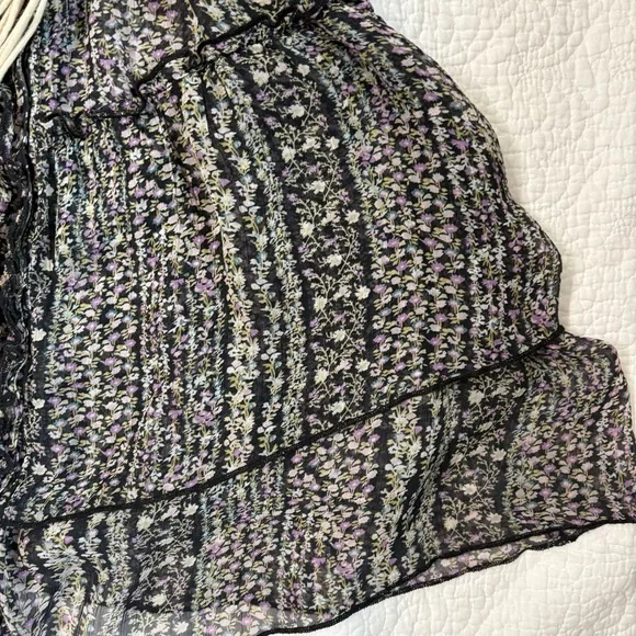 Sundance Sheer Floral Tunic Dress | Tiered Boho Peasant Top | Women’s XL - Picture 7 of 8